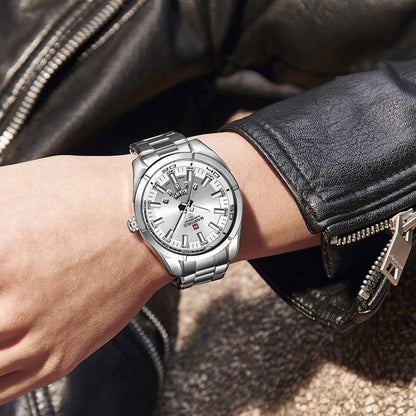 New Men Quartz Watches Full Steel Waterproof Casual Date Sport Military Wrist Watch Relogio Masculino