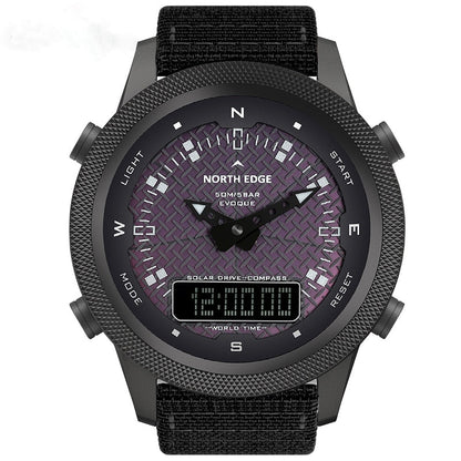 Men Solar Power Digital Watch Men Outdoor Smart Watches Full Metal Waterproof 50M Compass Army Military Style Clock