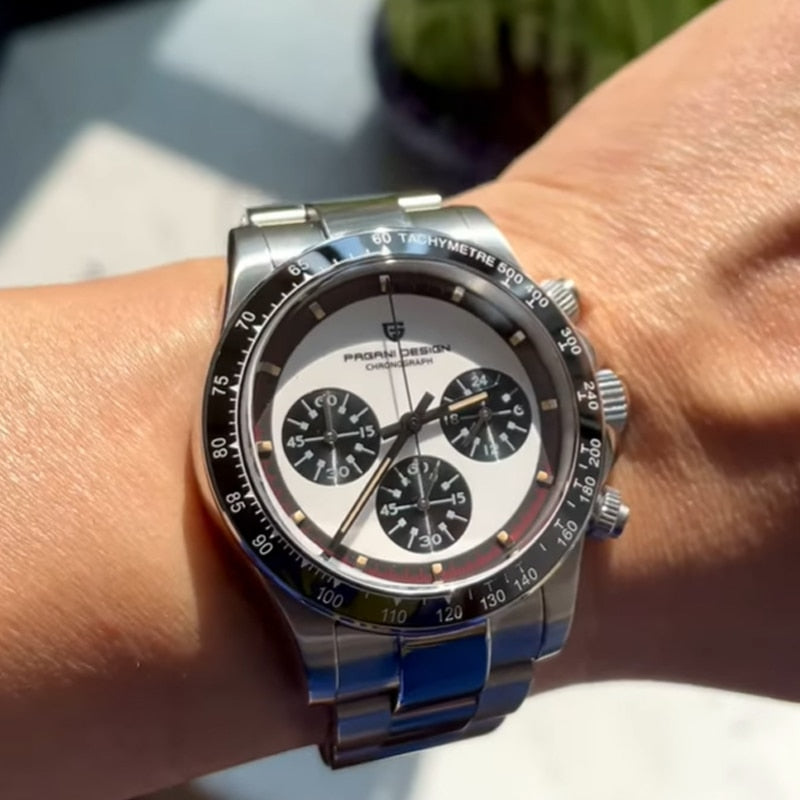 PAGANI DESIGN New Classic Men Quartz Watch Ceramic Bezel  Stainless Steel Waterproof Clock Luxury Sapphire Glass Chronograph