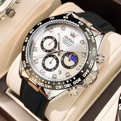 OLEVS New Luxury Men Watches Quartz Watch Silicone Sport Date Chronograph Waterproof Luminous Multifunction Men's Quartz Watch