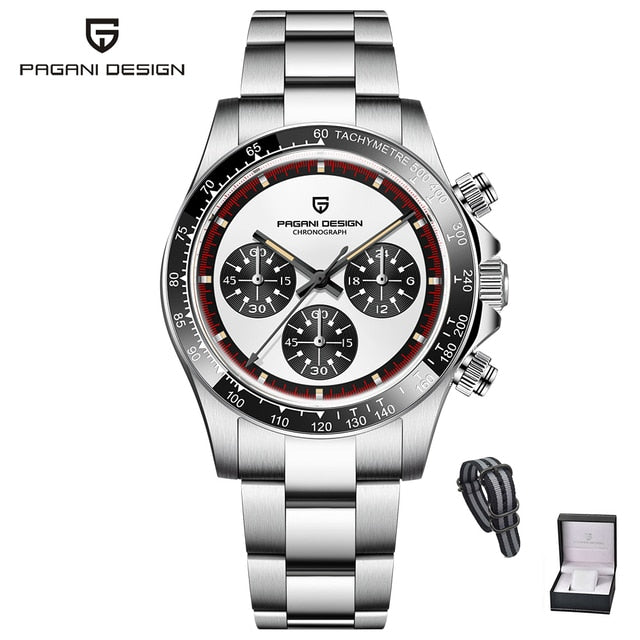 PAGANI DESIGN New Classic Men Quartz Watch Ceramic Bezel  Stainless Steel Waterproof Clock Luxury Sapphire Glass Chronograph