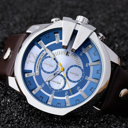 Men Watches Top Brand Luxury Gold Male Watch Fashion Leather Strap Outdoor Casual Sport Wristwatch With Big Dial