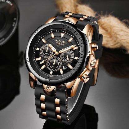 LIGE Fashion Watch for Men Sports Watches Waterproof Quartz Date Clock Military Wrist Watch Watch
