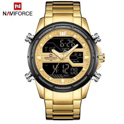 New Watches for Men Luxury Brand Digital Chronograph Sport Quartz Wristwatch Waterproof Military Steel Band Luminous Clock