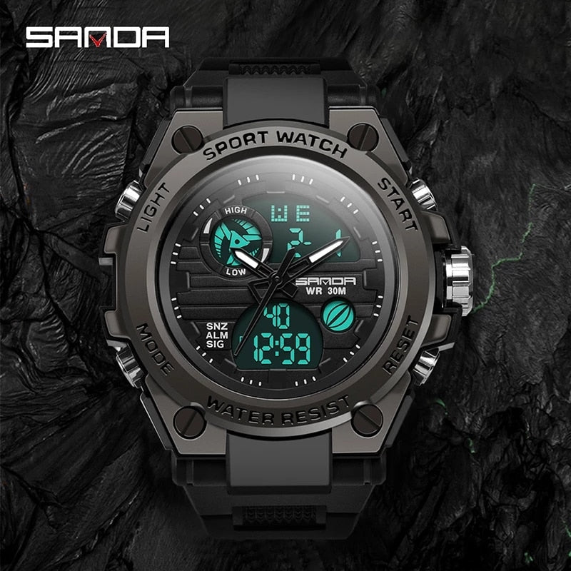 SANDA 739 Sports Men's Watches Top Brand Luxury Military Quartz Watch Men Waterproof S Shock Male Clock relogio masculino 2022