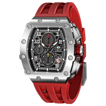 Men Watch Top Brand Luxury Tonneau Clock 50M Waterproof Stainless Steel Wristwatch Sport Chronograph Watch for Men