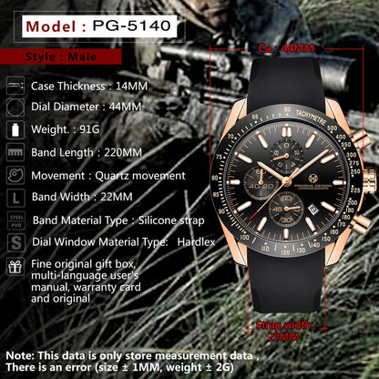 PAGANI DESIGN Men Quartz Watches 44MM Top Waterproof Luxury Business Sapphire Stainless Steel