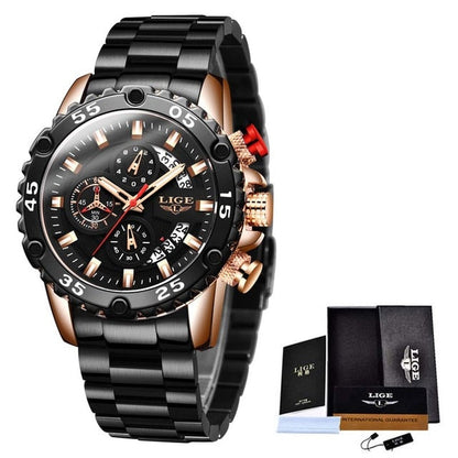 Relogio Masculino LIGE  Luminous Men Watch Sport Army Men Watches Waterproof Quartz Clock Man Chronograph  Military WristWatch