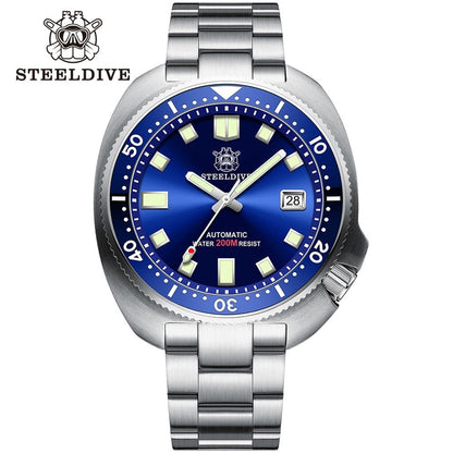 New Men SD1970 SteelDive Mechanical Watch Brand 44MM Men NH35 Dive Watch with Ceramic Bezel Watch SD1980 SS-Blue, China, NH35 Movt