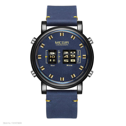 New Luxury Watches Men Military Sport Roller Pointer Quartz Watch Man Fashion Stainless Steel Mesh Strap Wristwatch Blue