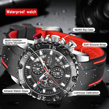Relogio Masculino LIGE  Luminous Men Watch Sport Army Men Watches Waterproof Quartz Clock Man Chronograph  Military WristWatch