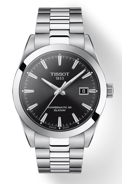 TISSOT GENTLEMAN POWERMATIC 80 SILICIUM Black Face Luxury Watch For Men
