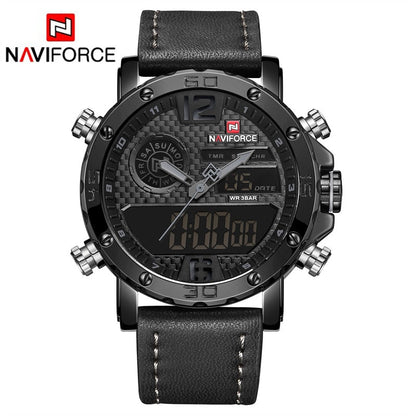 Men Watches To Luxury Brand Men Leather Sports Watches NAVIFORCE Men Quartz LED Digital Clock Waterproof Military Wrist Watch