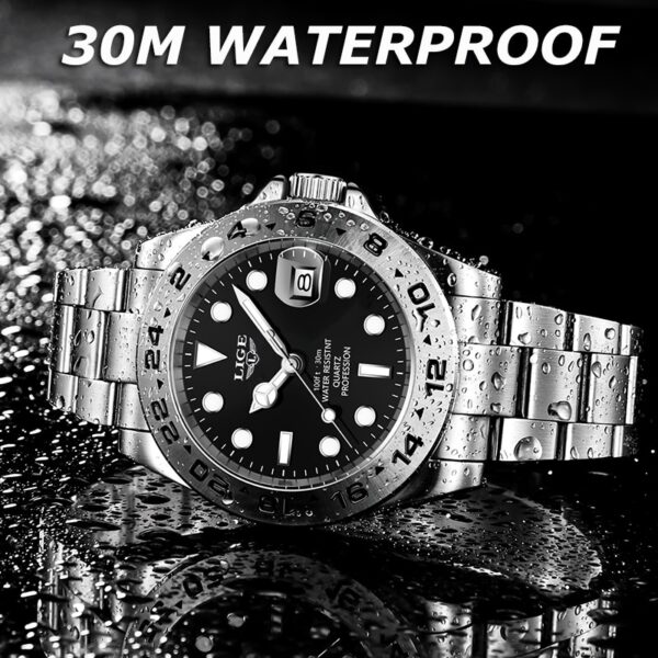 Men Sports Quartz Watches  Stainless Steel Wrist 30M Waterproof Chronograph Luxury Reloj Hombre - Image 8