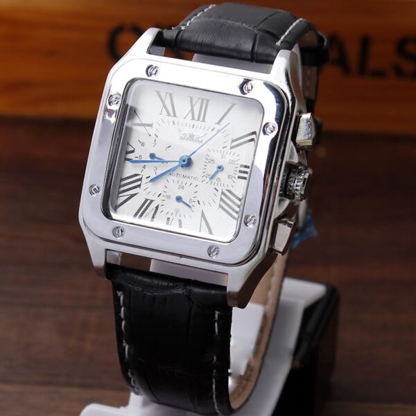 Classic Mechanical Watch Top Brand Men Roman Numerals Skeleton Watches Male Square Rectangular Clock Hombre Relogio Masculino - Image 6