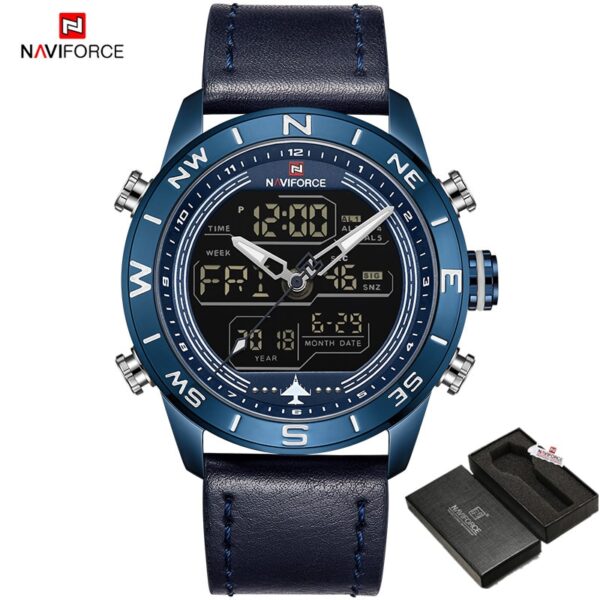 Luxury Brand Men NAVIFORCE 9144 Army Military Watch Digital Leather Sport waterproof Watches Quartz Men Clock Relogio Masculino - Image 16