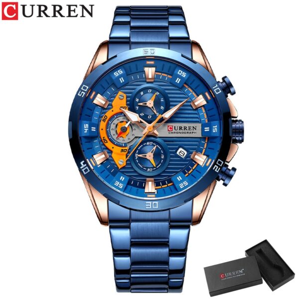 Chronograph Men Watches for Sport Casual Stainless Steel Luminous Wristwatches for Male Creative Design Quartz Clock - Image 2