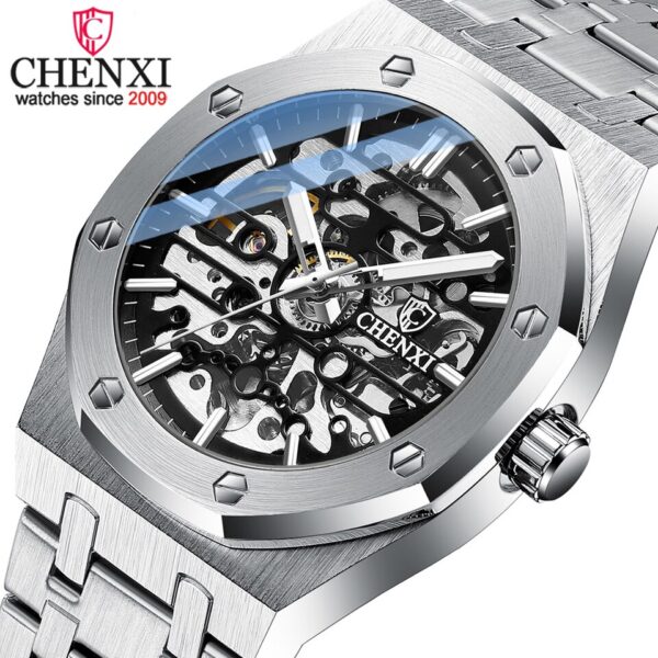 New Men Chenxi Automatic Watches Top Brand Mechanical Tourbillon Wrist Watch Waterproof Business Stainless Steel Sport Men Watches