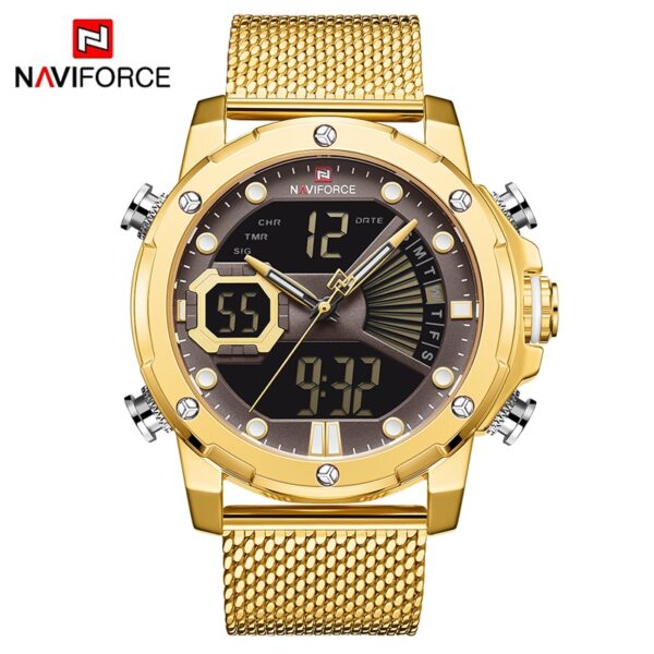 Original Watches For Men Luxury Brand Quartz Dual Display Military Sports Wrist Watch Mesh Steel Band Waterproof Clock - Image 2