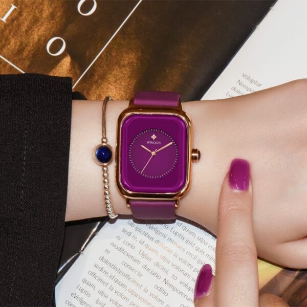 Luxury Brand Watches For Women Fashion Square Purple Ladies Quartz Wristwatch Waterproof Silicone Band Relogio Feminino - Image 15