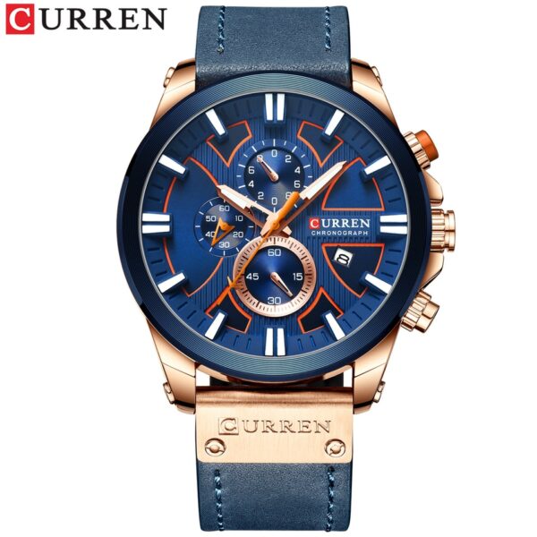 CURREN Watch Chronograph Sport Mens Watches Quartz Clock Leather Male Wristwatch Relogio Masculino Fashion Gift for Men - Image 6