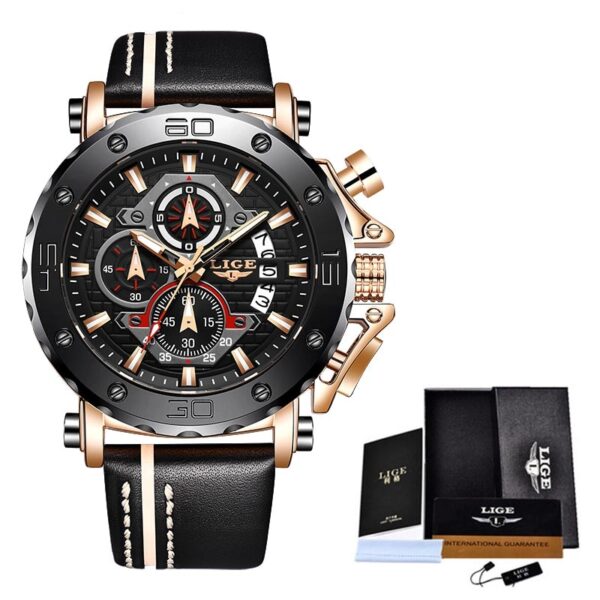 Men Watches Fashion Sport Leather Watch Mens Luxury Date Waterproof Quartz Chronograph - Image 7