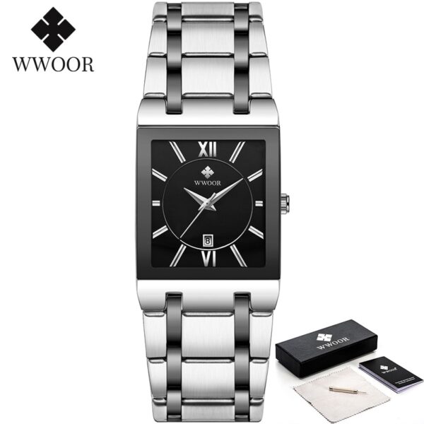 Relogio Masculino WWOOR Gold Watch Men Square Mens Watches Top Brand Luxury Golden Quartz Stainless Steel Waterproof Wrist Watch - Image 6