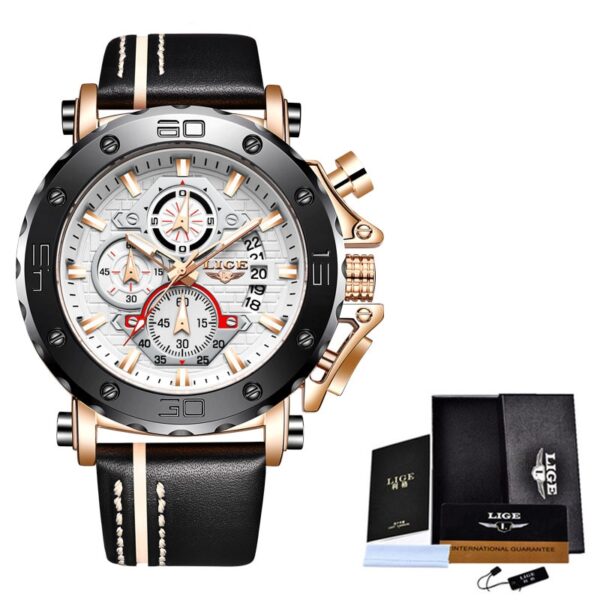 Men Watches Fashion Sport Leather Watch Mens Luxury Date Waterproof Quartz Chronograph - Image 12