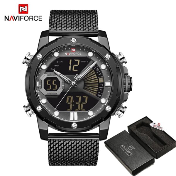 Original Watches For Men Luxury Brand Quartz Dual Display Military Sports Wrist Watch Mesh Steel Band Waterproof Clock - Image 15