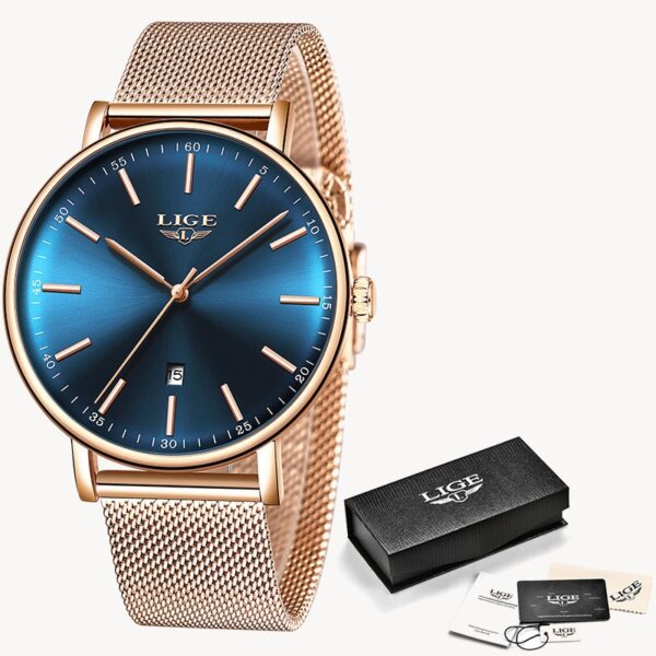 LIGE Womens Watches Top Brand Luxury Waterproof Watch Fashion Ladies Stainless Steel Wristwatch Casual Quartz Clock Reloj Mujer - Image 3