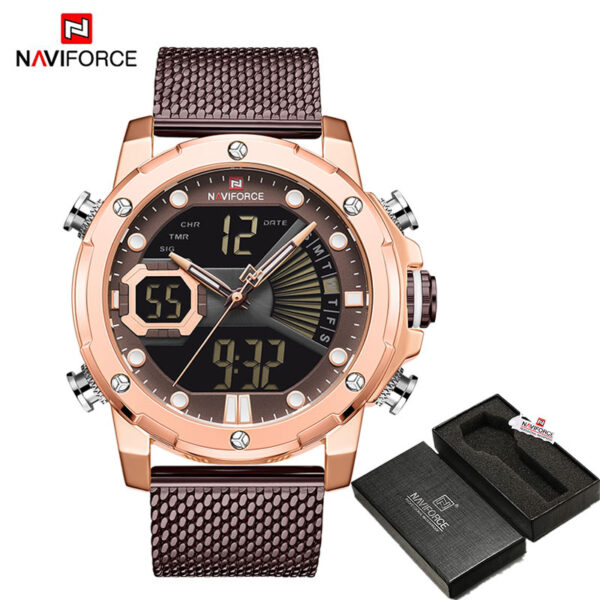 Original Watches For Men Luxury Brand Quartz Dual Display Military Sports Wrist Watch Mesh Steel Band Waterproof Clock - Image 4