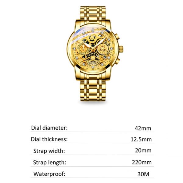 Men Watches Tourbillon Rotating Window Top Luxury Brand Fashion Quartz Men Watch Waterproof Gold Steel Business Wristwatch - Image 4