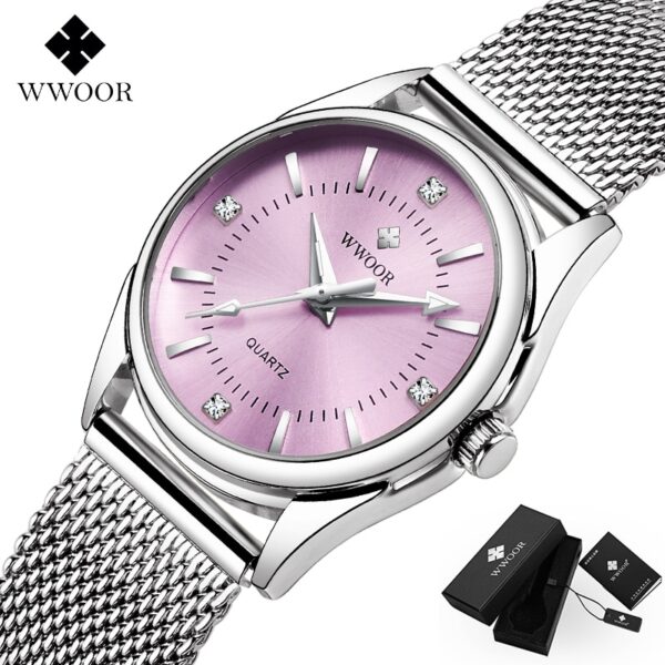 Luxury Brand Dress Gold Watch Ladies Elegant Diamond Small Quartz Wrist Watches For Women Steel Mesh Clock zegarek damski - Image 5