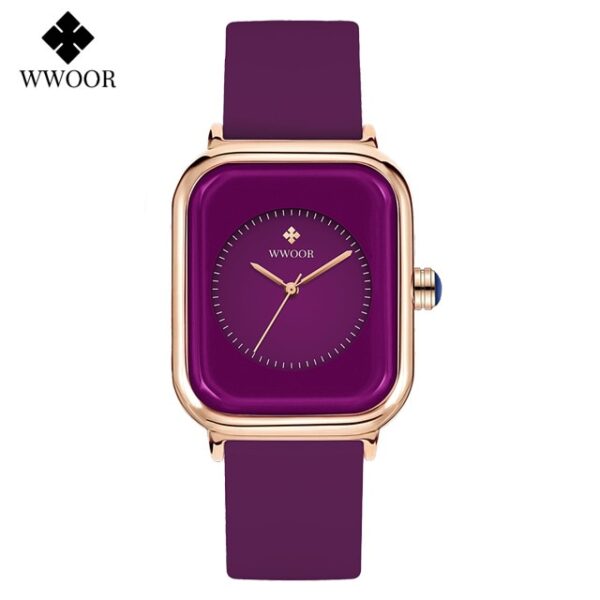 Luxury Brand Watches For Women Fashion Square Purple Ladies Quartz Wristwatch Waterproof Silicone Band Relogio Feminino - Image 13