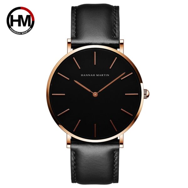 High Quality Rose Gold Dial Watch Men Leather Waterproof Wristwatch Women Dress Fashion Japan Quartz Movement Saat - Image 5