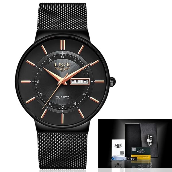 New Men Watches Waterproof Ultra Thin Date Clock Male Steel Strap Casual Quartz Watch Men Sports Wrist Watch - Image 3