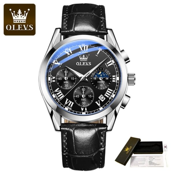 New Elite Mens Quartz Watches Business Dress Waterproof Wristwatch Men Luxury Breathable Leather Sports watch men Gifts - Image 2