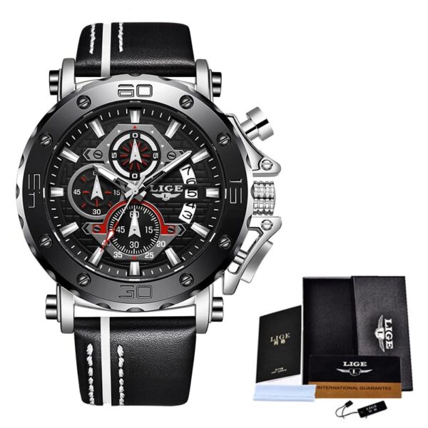 Men Watches Fashion Sport Leather Watch Mens Luxury Date Waterproof Quartz Chronograph - Image 11