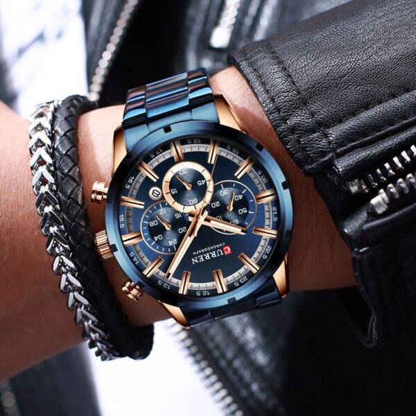 Men Watch Blue Dial Stainless Steel Band Date Mens Business Male Watches Waterproof Luxuries Men Wrist Watches for Men - Image 11