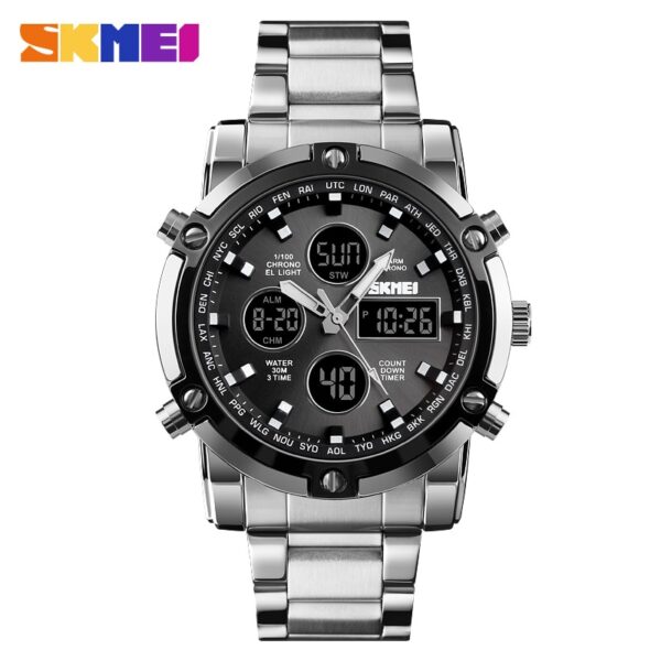 Fashion Men Wristwatch SKMEI Watch Sport Digital Bracelet 3 Time Countdown Mens Clock Stainless Steel Watches  Male Business - Image 8