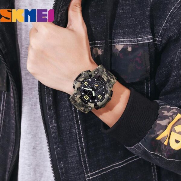 Vintage Men Military Watch 50m Waterproof Wristwatch SKMEI Top Brand Casual Sport Style Digital Clock PU Band Watch Men Original - Image 2