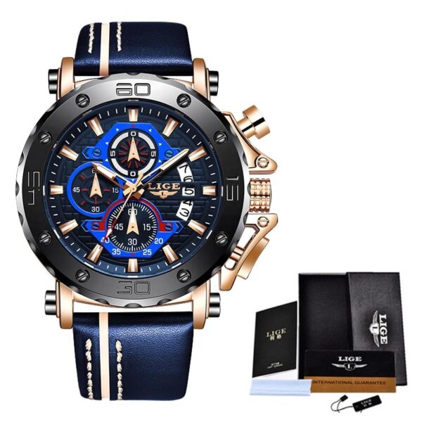 Men Watches Fashion Sport Leather Watch Mens Luxury Date Waterproof Quartz Chronograph - Image 6