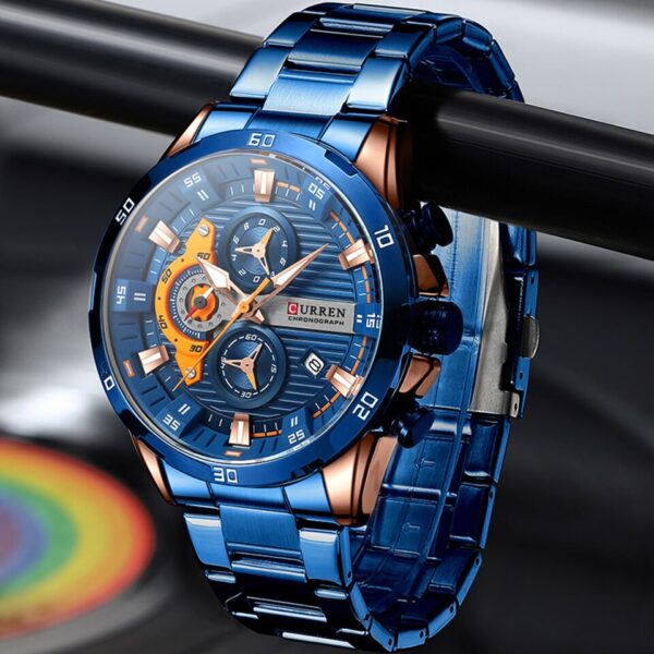 Chronograph Men Watches for Sport Casual Stainless Steel Luminous Wristwatches for Male Creative Design Quartz Clock - Image 12