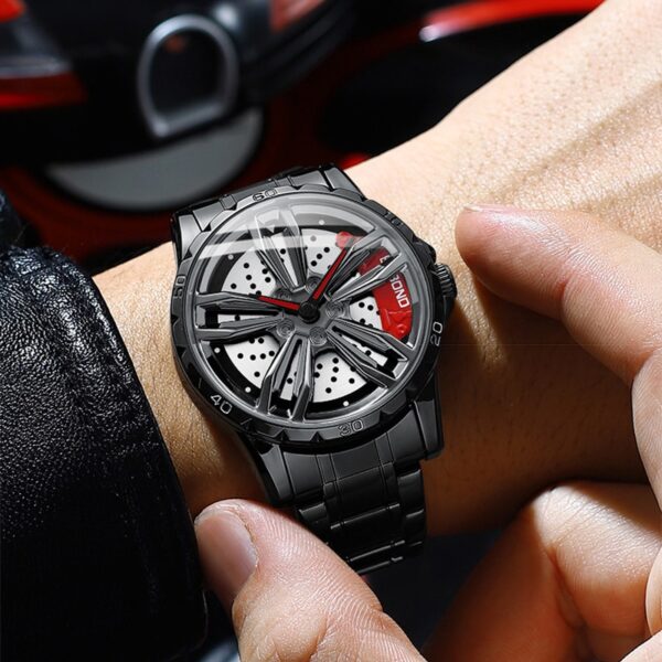 Men Rim Hub Watches Sports Car Men Watch Rotation Waterproof Sport Stainless Steel Wheel Wristwatch Car Quartz Men Watches - Image 5