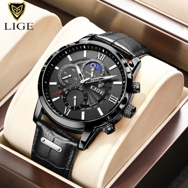 New Mens Watches LIGE Top Brand Luxury Leather Casual Quartz Watch Men Sport Waterproof Clock Watch Relogio Masculino+Box - Image 14