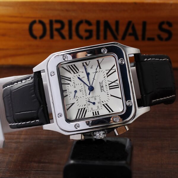 Classic Mechanical Watch Top Brand Men Roman Numerals Skeleton Watches Male Square Rectangular Clock Hombre Relogio Masculino - Image 5