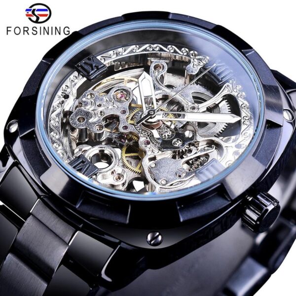 Men Automatic Mechanical Watch Top Brand Luxury Full Golden Luminous Hands Skeleton Clock - Image 3