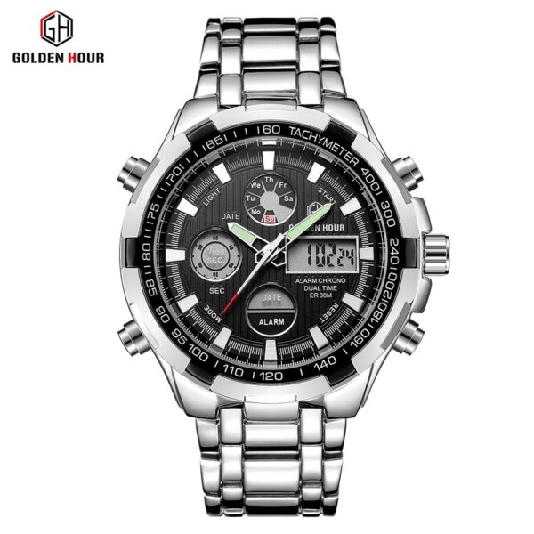 Luxury Brand Waterproof Military Sport Watches Men Silver Steel Digital Quartz Analog Watch Clock Relogios Masculinos - Image 24