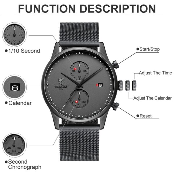 New Men Watches Chronograph Quartz Watch Men Stainless Steel Waterproof Sports Clock Watches Business reloj hombre - Image 22