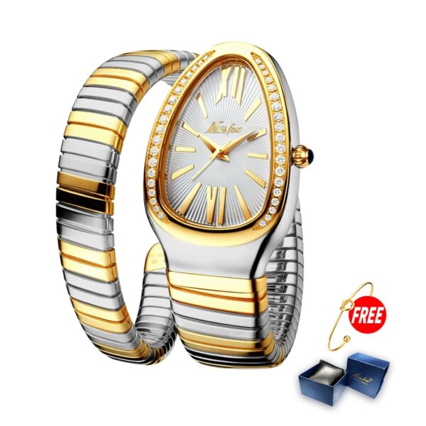 Women Watches Snake Shape Luxury Wrist Watch For Women Steel Unique Gold Quartz Ladies Watch Clock Relogio Feminino - Image 20